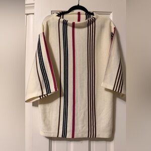 Vintage Striped Knit Top Cream Black Brown Pink Straight Fit